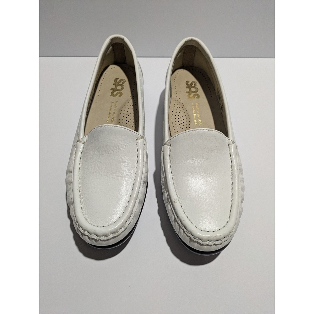 SAS Tripad Comfort Loafers Womens 5.5 M White Leather Slip On Shoes - Picture 2 of 8